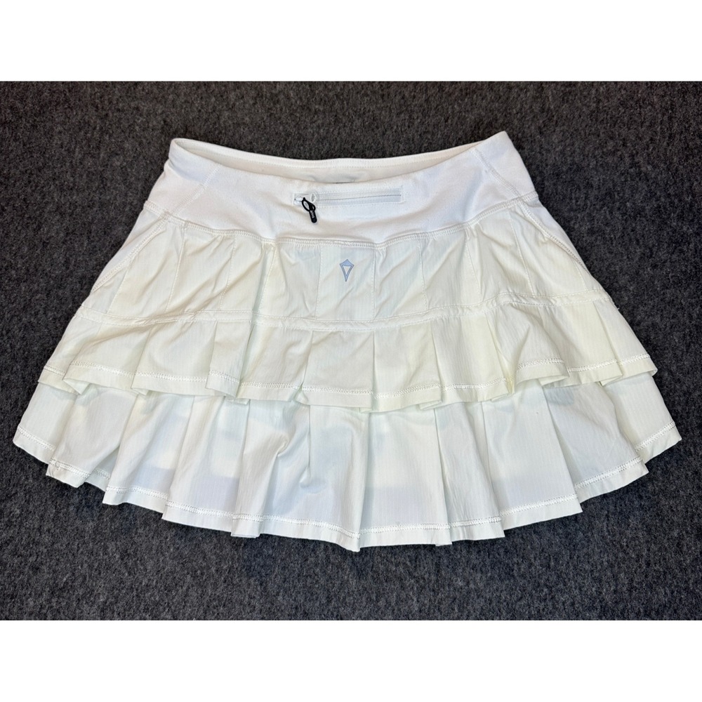 Ivivva x Lululemon Set the Pace Skort Tiered Ruffle White Skirt Shorts Girls 12 - Picture 2 of 15